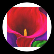 Red Cala Lily Flower Painting Art - Multi stickers