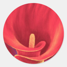 Red Cala Lily Tropical Flower Art - Multi Round Stickers