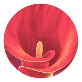 Red Cala Lily Tropical Flower Art - Multi Classic Round Sticker