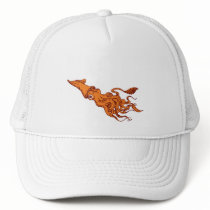 RED CALAMARI TRUCKER HATS