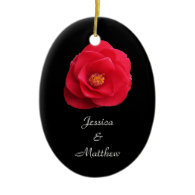 red camellia flower Christmas ornament