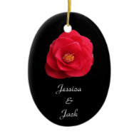 red camellia flower holiday love ornament