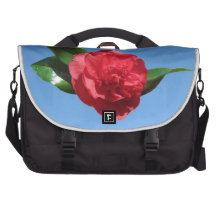 Red Camellia in Blue Sky Laptop Commuter Bag