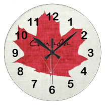 red Canadian maple leaf clock wall clocks