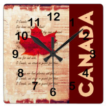 red canadian maple leaf with athem canada wall clocks
