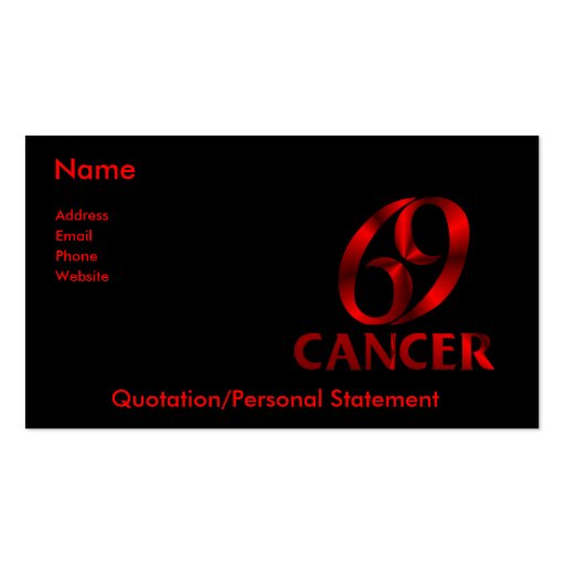 Red Cancer Horoscope Symbol Business Card Template (front side)