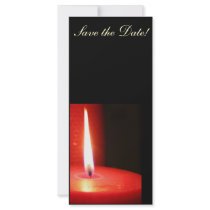 red candle save the date bookmarks personalized rack card