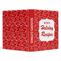 Red Candy Cane Holiday Recipes Vinyl Binders