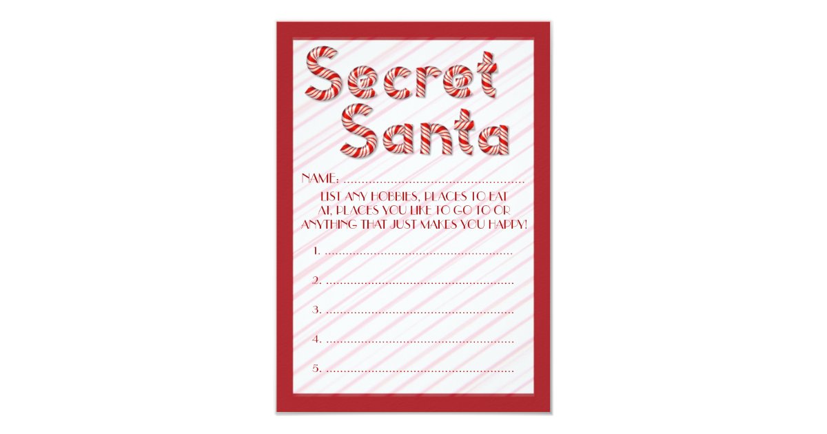 secret cards free secret santa customizable ballots card zazzle secret cards free secret santa customizable ballots card zazzle