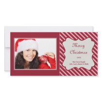 Red candy cane stripe Christmas holiday greeting photo cards