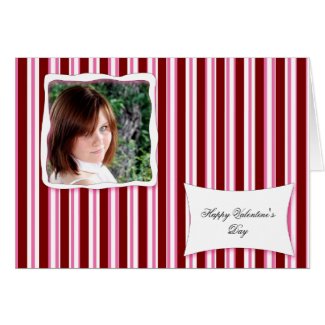 Red Candy Stripe Photo Valentine Greeting Card card