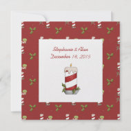 Red Candy Striped Candle Wedding Invitation invitation