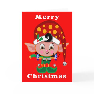 Red Cap Elf Greeting Cards by mycartoonartist