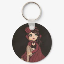 Red Cape Quantum Cutie Girl Key Chain keychains by Quantum_Art_Nerd Red Cape Quantum Cutie Girl Key Chain keychains