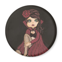 Red Cape Quantum Cutie Girl Magnet