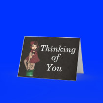 Red Caped Quantum Cutie is Thinking of You Greeting Cards
