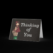 Red Caped Quantum Cutie is Thinking of You Greeting Cards