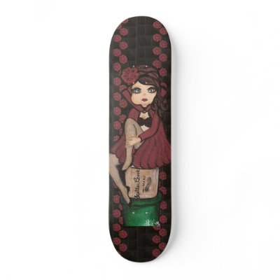 Red Caped Quantum Cutie Skateboard by Quantum_Art_Nerd