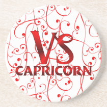 Red Capricorn Horoscope Symbol coasters