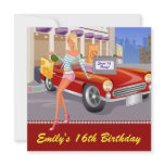 Red Car Shopping Sweet 16 Party Personalized Invite