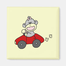 Red Car Sock Monkey Tshirts and Gifts Fridge Magnets