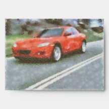 Red car watercolor effect envelopes