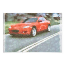 Red car watercolor effect art photo