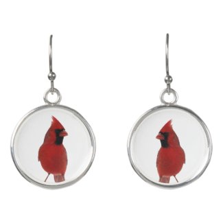 Red Cardinal Birds Animal Drop Earrings