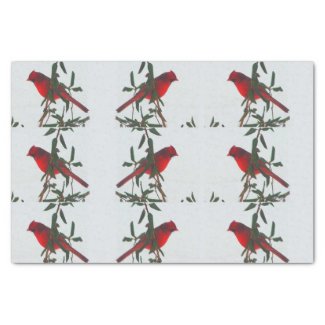 Red Cardinal Christmas 10" X 15" Tissue Paper