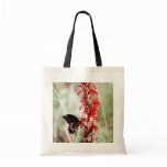 Red Cardinal Flower and Butterfly Canvas Bag
