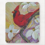 Red  Cardinal & White Dogwood Mousepad