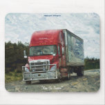 Red Cargo Truck Highway Driving Art Mousepad
