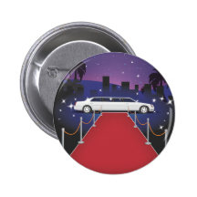 Red Carpet Celebrity Limo Pinback Button