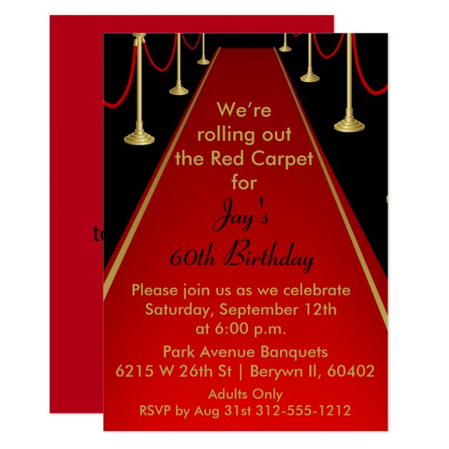 Red Carpet Invitation Hollywood Theme Sweet 16