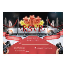 Red Carpet RSVP Card Personalized Invitation