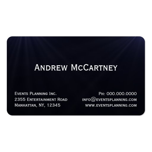 Red Carpet Special Events Planner Business Cards (back side)