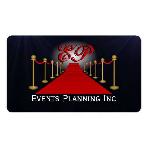 Red Carpet Special Events Planner Business Cards (front side)
