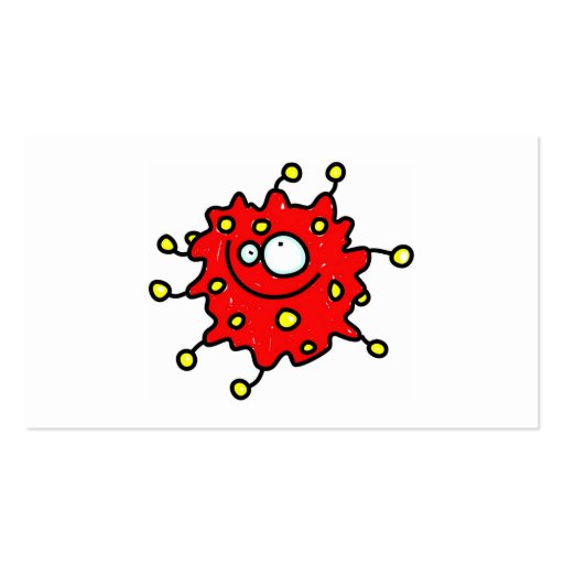 Red Cartoon Germ Business Card Template (back side)
