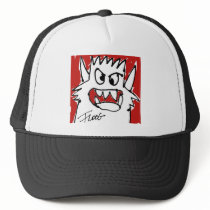Red Cartoon Monster Hat by monsterzoo Red Cartoon Monster Hat