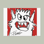 Red Cartoon Monster Postcard