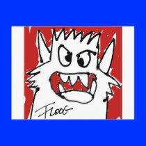 Red Cartoon Monster Postcard