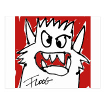Red Cartoon Monster Postcard postcards