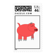 Red cartoon pig stamp