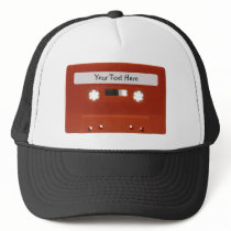 Red Cassette Tape Customizable Hat
