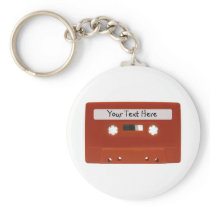 Red Cassette Tape Customizable Keychain