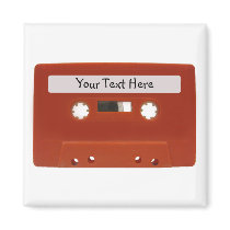 Red Cassette Tape Customizable Magnet