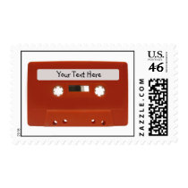 Red Cassette Tape Customizable Postage Stamps