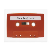 Red Cassette Tape Customizable Postcard