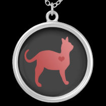 Red Cat Round Necklace necklaces