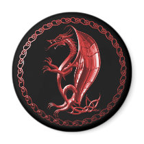 Red Celtic Dragon Magnet